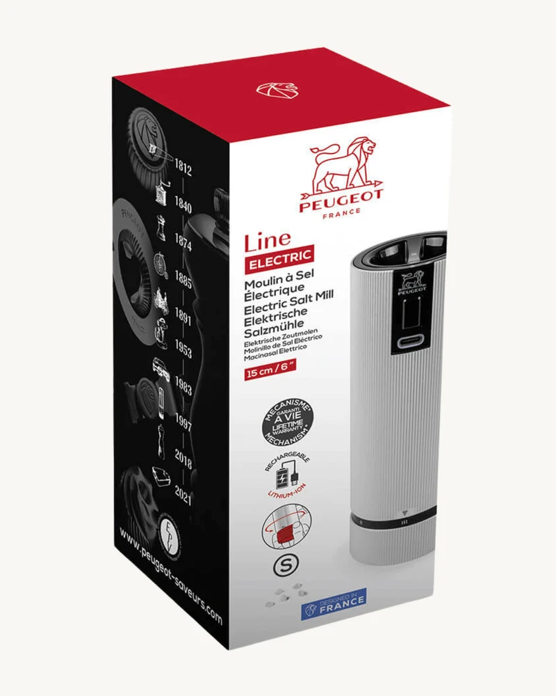 Moulin à Sel Électrique Rechargeable u'Select Line Peugeot – Corps Aluminium, 15 cm