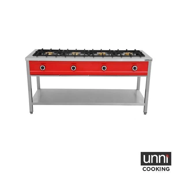 Crêpière gaz 4 feux 32 kW - poêles jusqu'à 400 mm - L 1685 x P 600 x H 850 mm - Unninox
