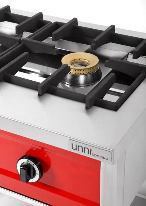 Crêpière gaz 4 feux 32 kW - poêles jusqu'à 400 mm - L 1685 x P 600 x H 850 mm - Unninox