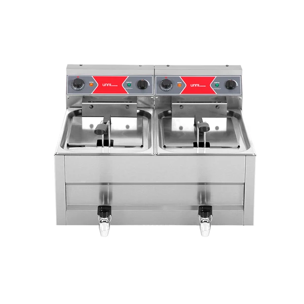 Friteuse électrique à poser 2 x 10 L - 2 x 9 kW 400 V - L 700 x P 650 x H 410 mm - Unninox