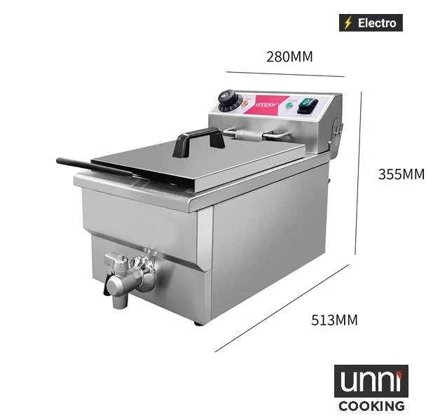 Friteuse électrique à poser 1 x 8 L - 3,25 kW 230 V - L 310 x P 525 x H 355 mm - Unninox