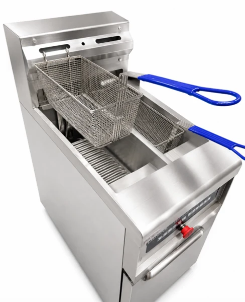 Friteuse électrique digitale sur pieds 2 x 13,5 L - 18 kW 400 V - L 400 x P 825 x H 920 mm - Unninox