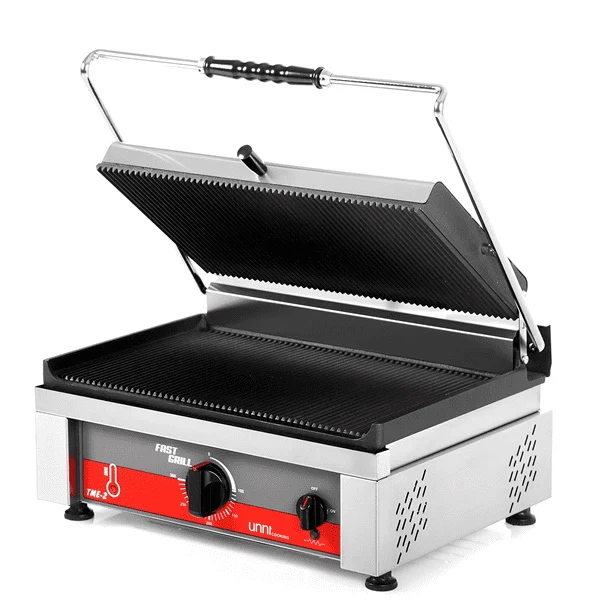 Grill panini contact fonte rainurée - surface 460 x 300 mm - 3 kW 230 V - Unninox