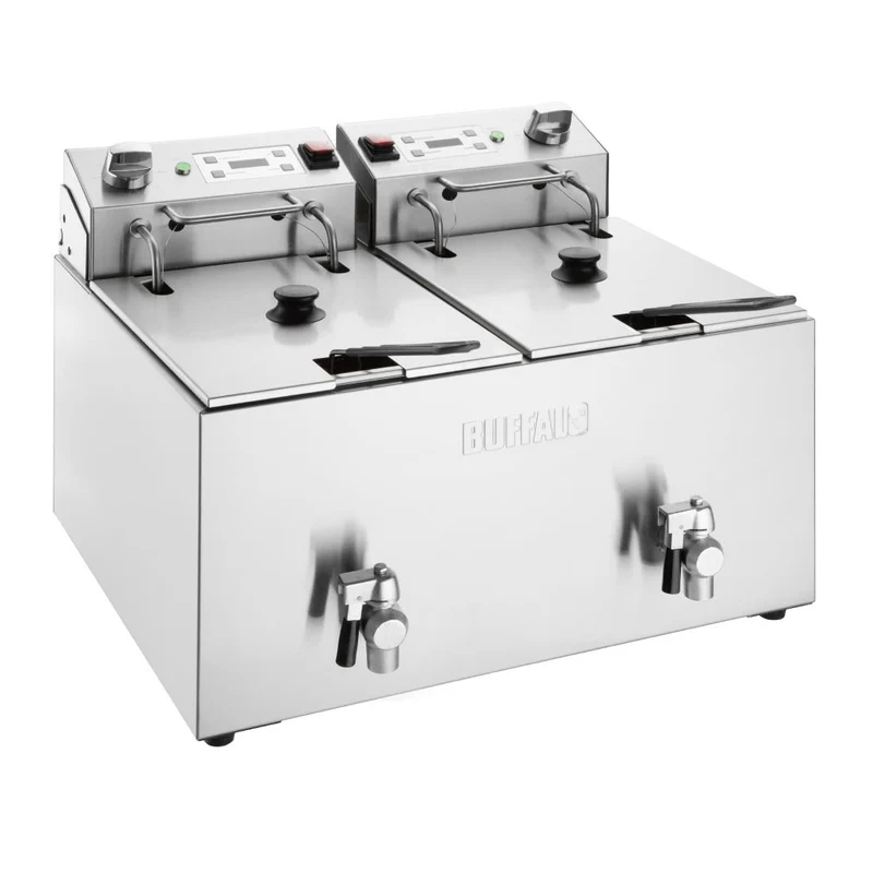 Friteuse électrique double avec minuterie Buffalo 2x8L