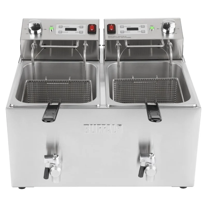 Friteuse électrique double avec minuterie Buffalo 2x8L
