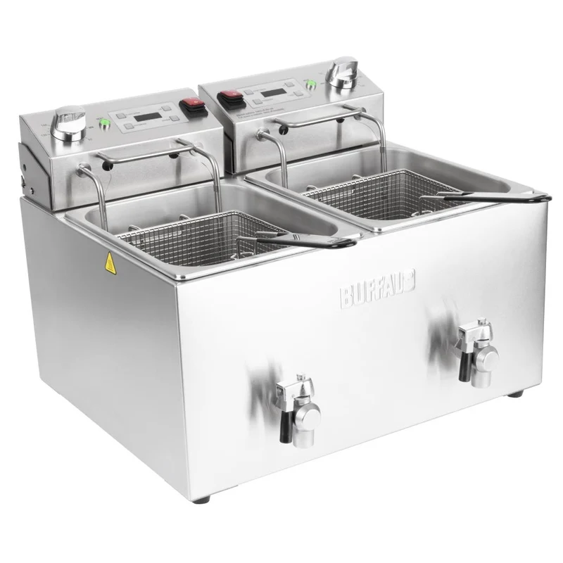 Friteuse électrique double avec minuterie Buffalo 2x8L