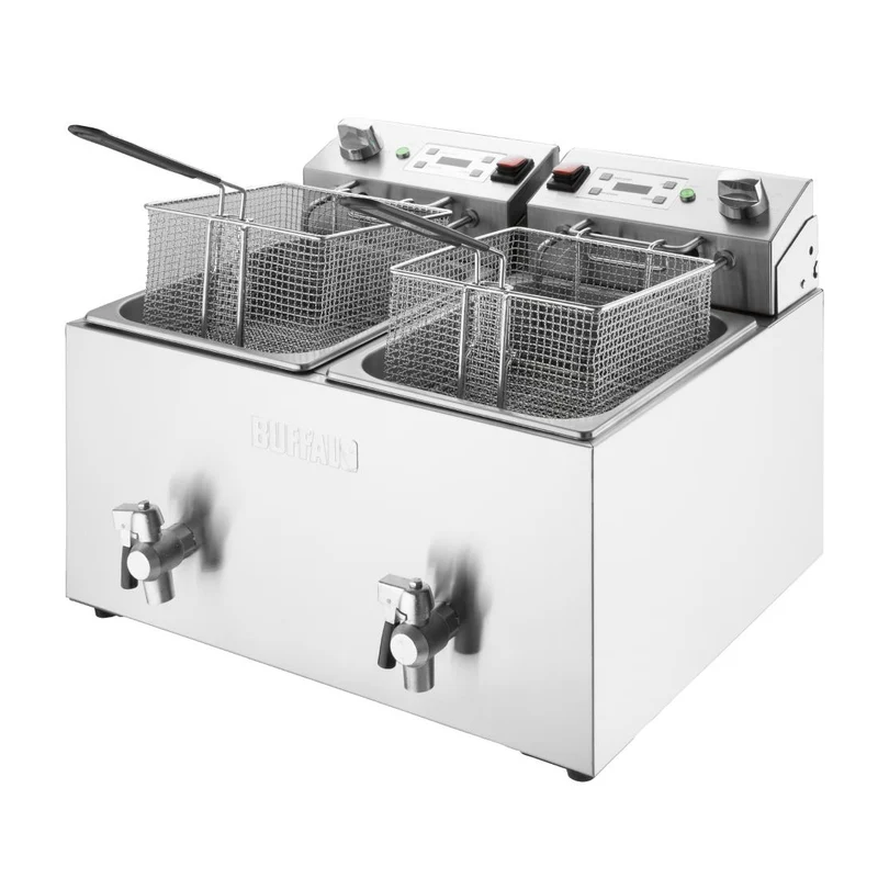 Friteuse électrique double avec minuterie Buffalo 2x8L