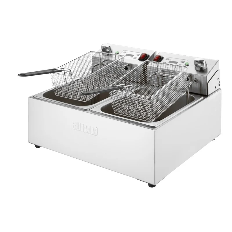 Friteuse électrique double avec minuterie Buffalo 2x5L