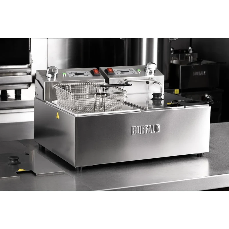 Friteuse électrique double avec minuterie Buffalo 2x5L