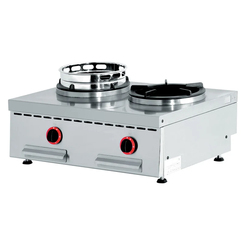 Feux wok gaz de table 2 feux 2 x 13 kw - Réchaud wok - Diamond