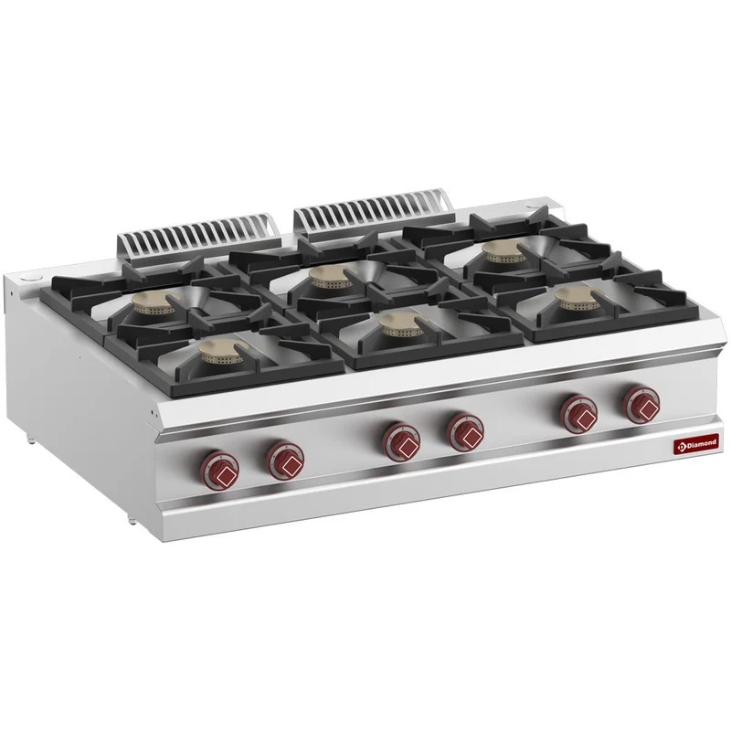 Cuisinière gaz 6 feux vifs - Réf. G7/6B11T-N - Réchaud gaz - Diamond