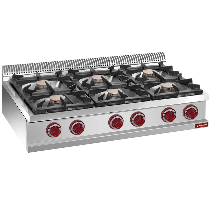 Cuisinière gaz 6 feux vifs - Réf. G7/6B11T - Réchaud gaz - Diamond