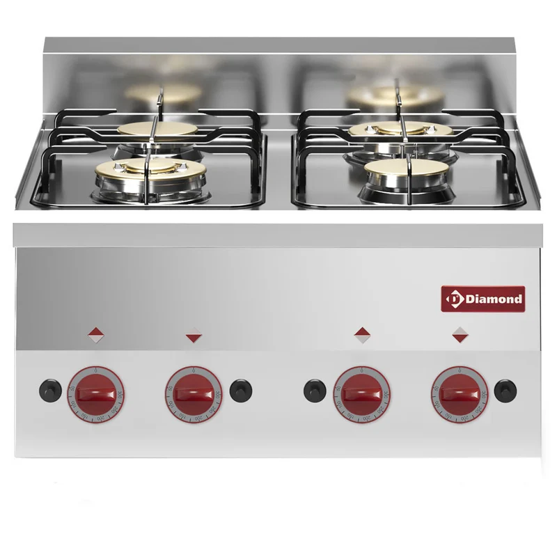 Cuisinière 4 feux gaz - Réf. G60/4F6T-N - Réchaud gaz - Diamond
