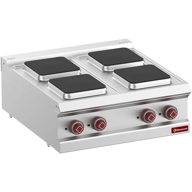 Cuisinière électrique 4 plaques carrées - Réf. E7/4PQ7T-N - 10,4 kW - Diamond