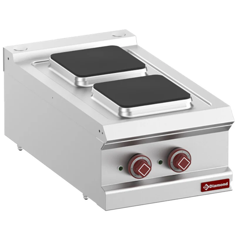 Cuisinière électrique 2 plaques carrées - Réf. E7/2PQ4T-N - 5,2 kW - Diamond
