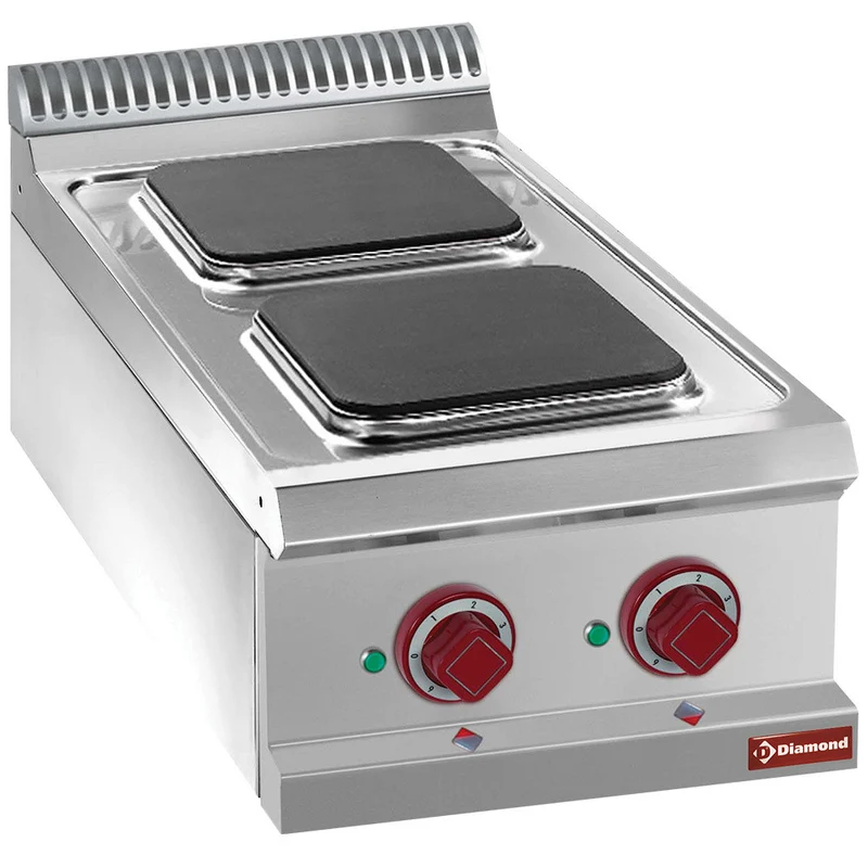 Cuisinière électrique 2 plaques carrées - Réf. E7/2PQ4T - 5,2 kW - Diamond