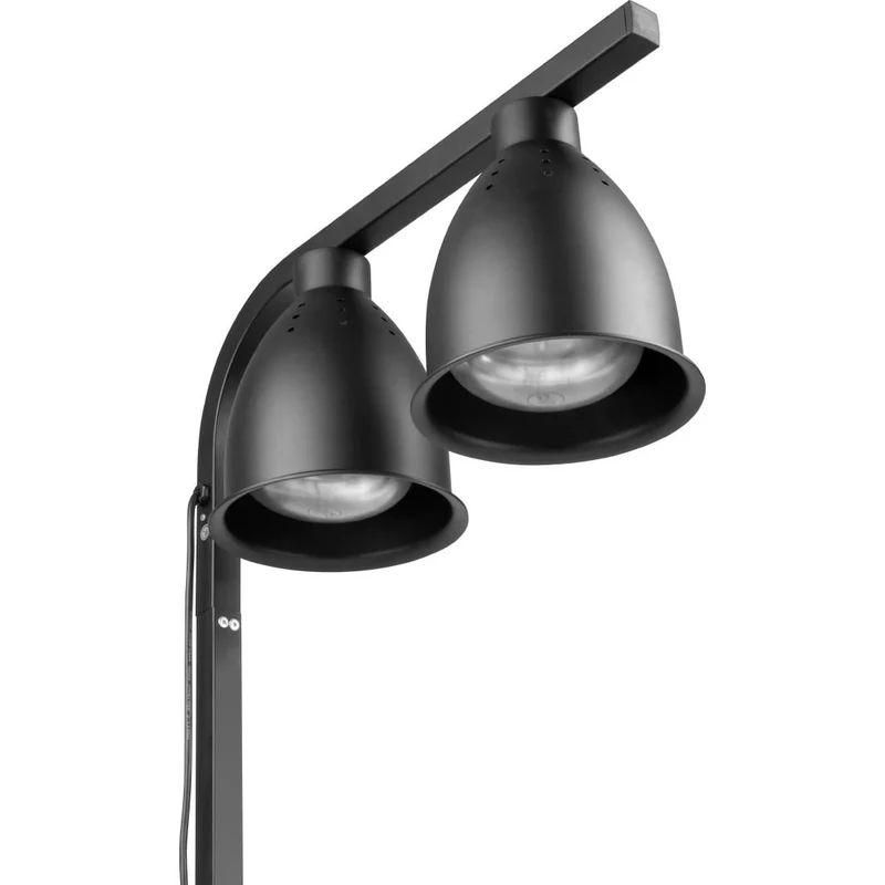 Lampe chauffante double sur pied Buffalo noir mat