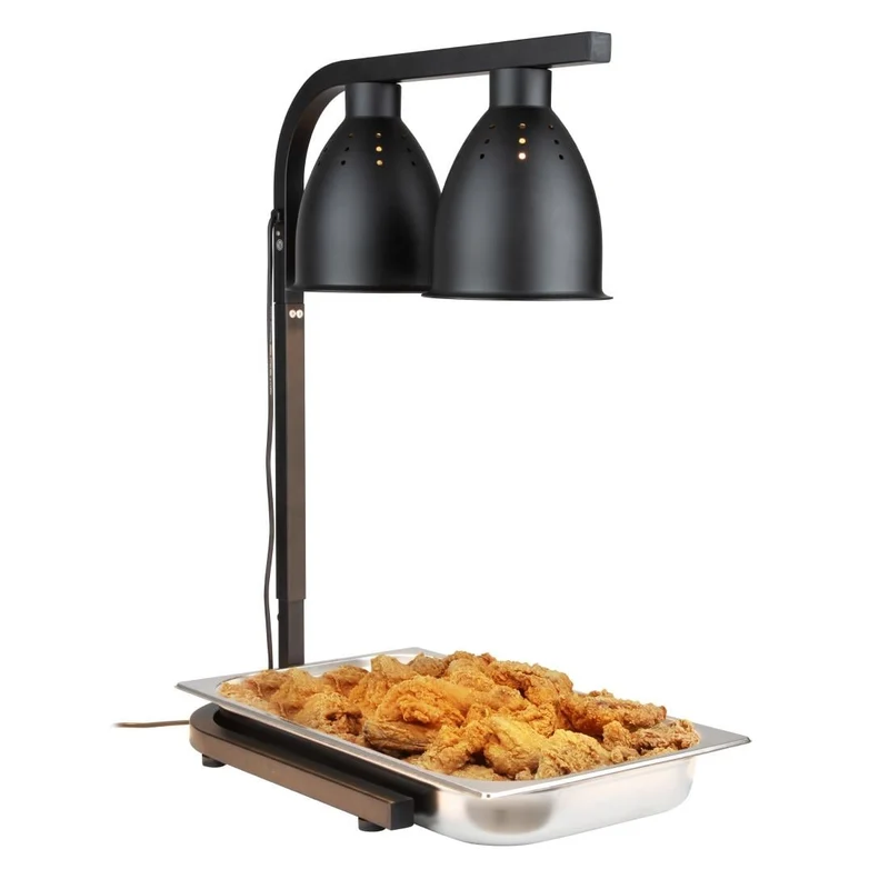 Lampe chauffante double sur pied Buffalo noir mat