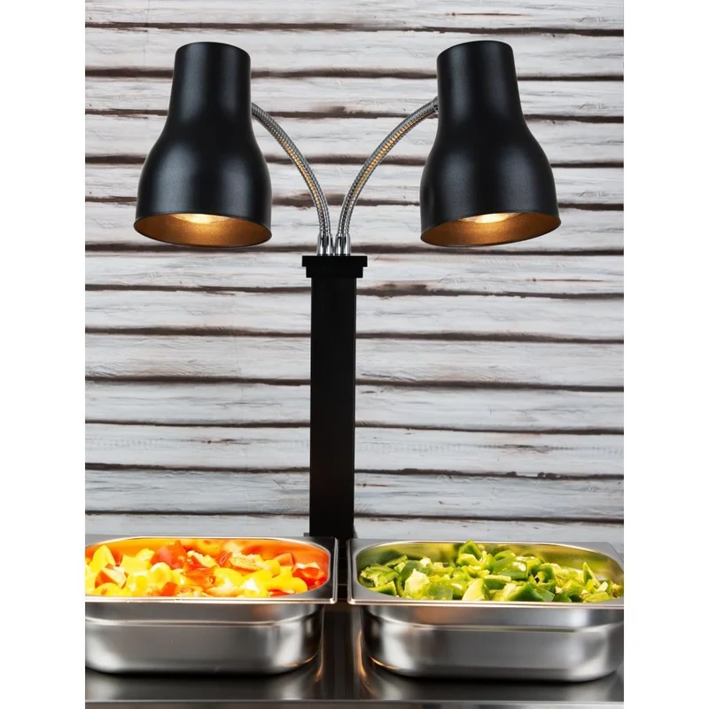 Lampe chauffante double sur pied Buffalo noir mat 2x250 W