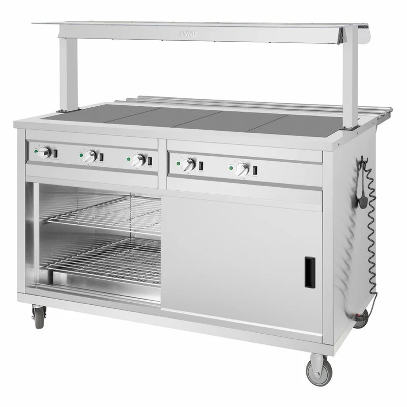 Buffet central mobile avec plaque chauffante Buffalo 4 x GN 1/1