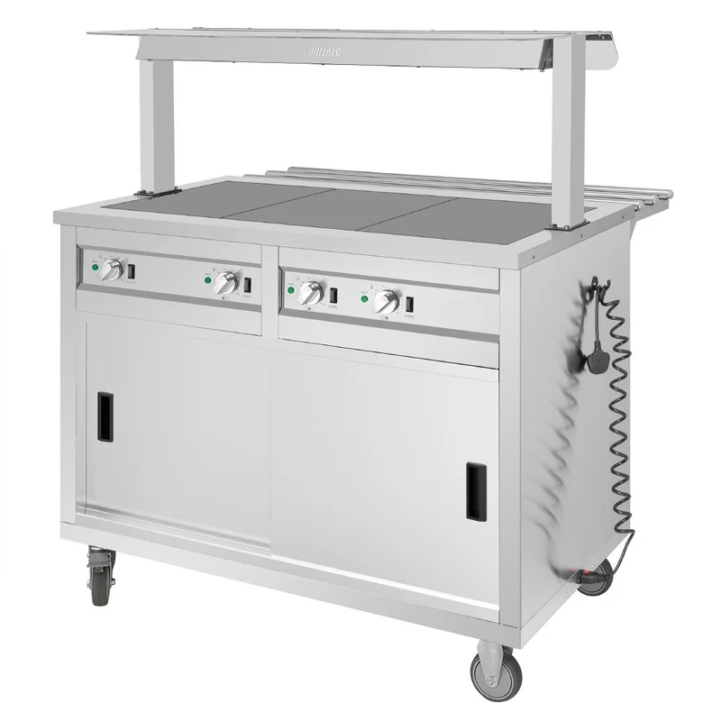 Buffet central mobile avec plaque chauffante Buffalo 3 x GN 1/1