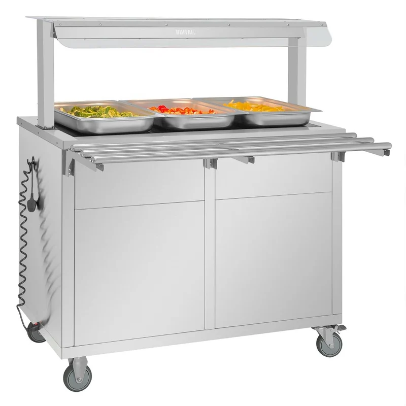 Buffet central mobile avec plaque chauffante Buffalo 3 x GN 1/1
