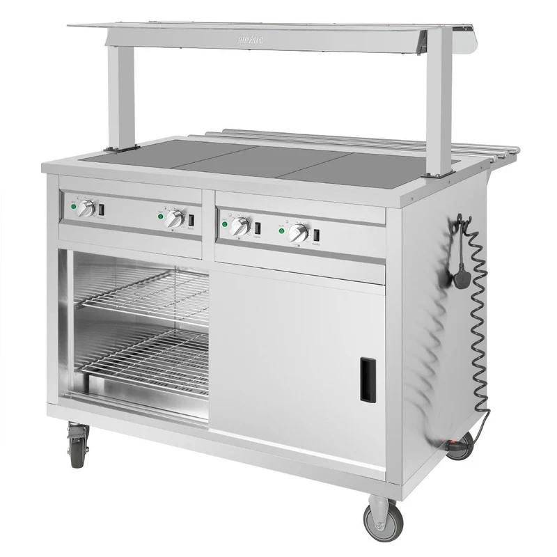 Buffet central mobile avec plaque chauffante Buffalo 3 x GN 1/1