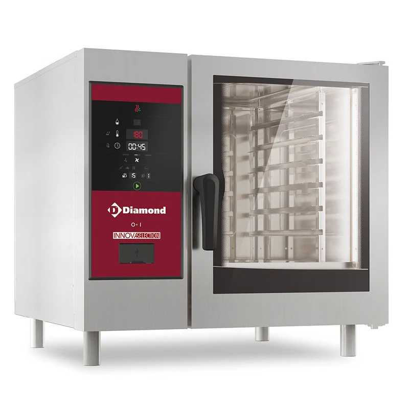 Four électrique vapeur directe et convection, 6x GN 1/1+Cleaning - 11 kW - Diamond