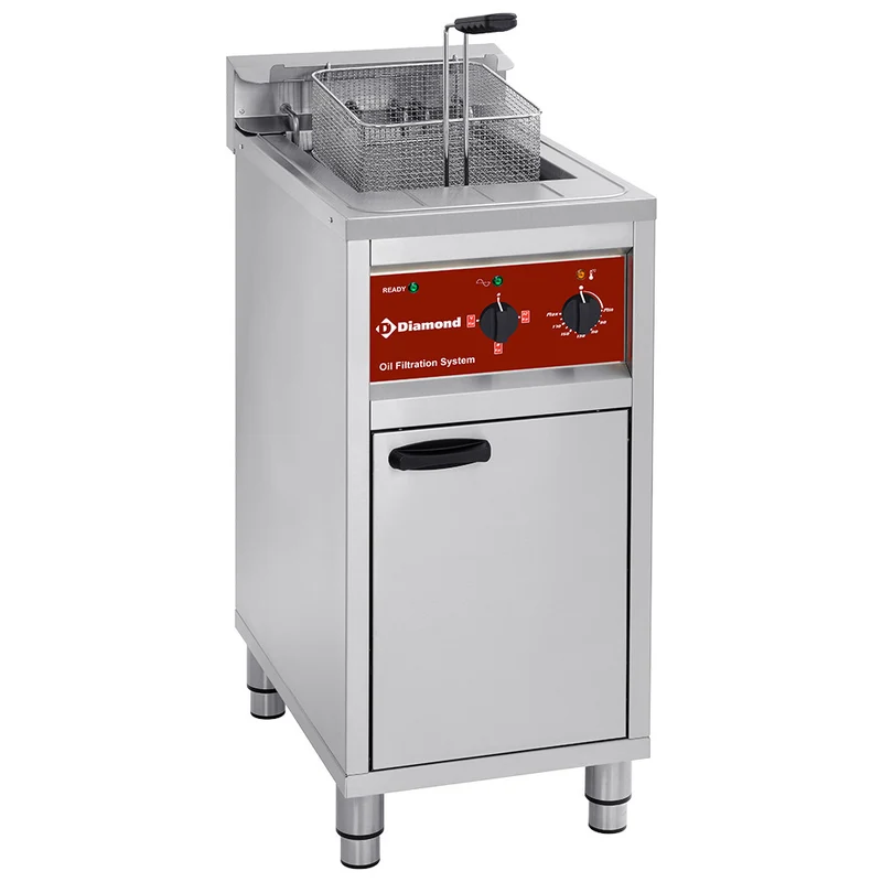Friteuse électrique avec système de filtration, 1 cuve 16 lit., sur meuble - 12 kW - Diamond