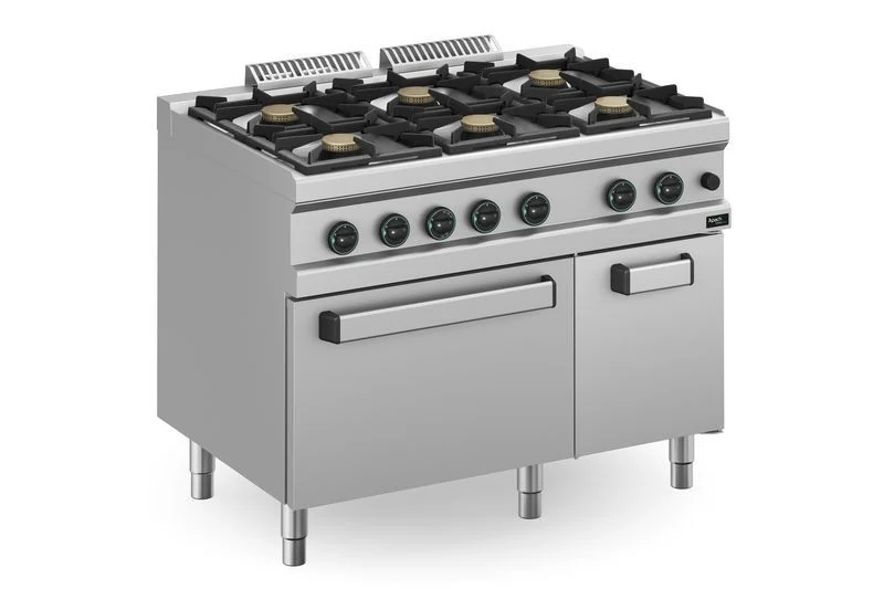 Fourneau gaz à brûleurs série 700 6 APRG-117FE/PL - Apach Cook Line