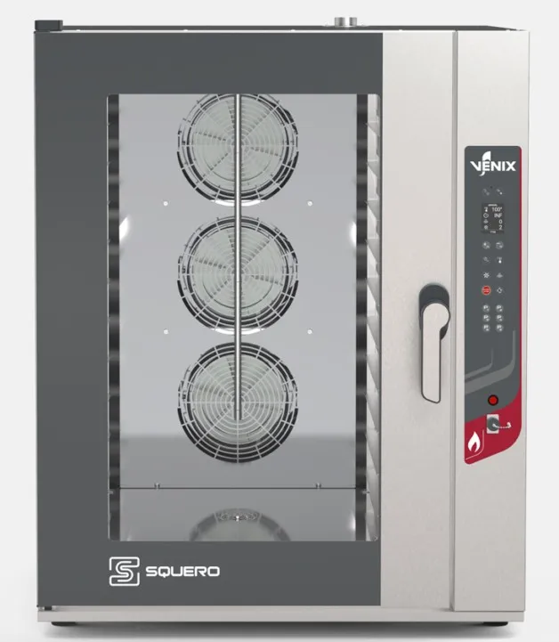 Four mixte à gaz 10 GN 2/1, 20 GN 1/1 ou 10 niveaux 660x460 Squero - Four mixte - ref SQ1021ADGC - Venix
