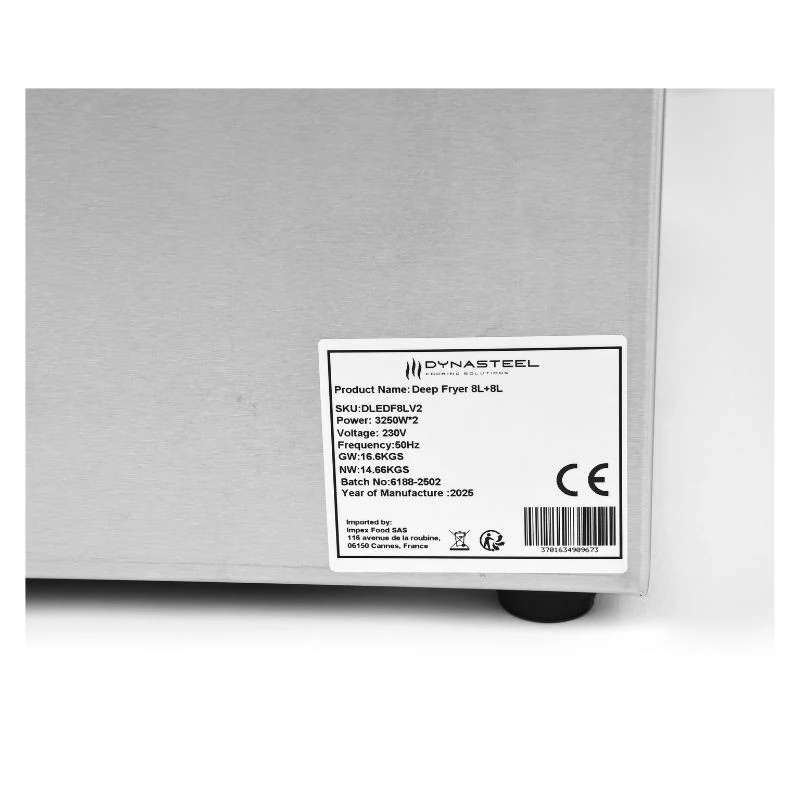 Friteuse Professionnelle 2 x 8 L avec Vidange