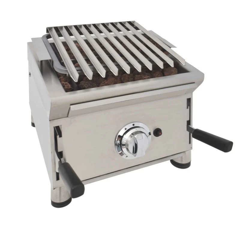 Barbecue à gaz - 40 cm - Pierre de lave - Grille inox réglable - Arilex
