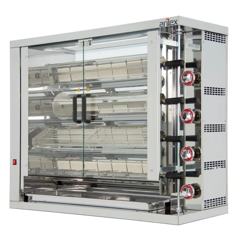 Rôtissoire à gaz - 4 broches - Professionnelle - Arilex