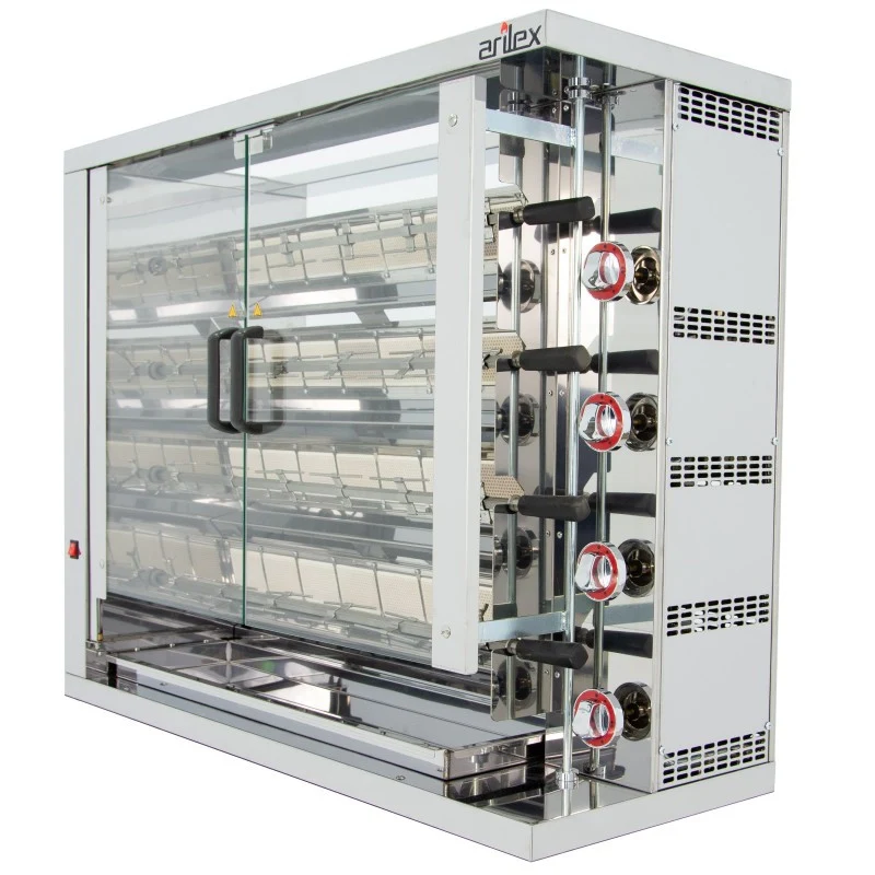 Rôtissoire à gaz - 4 broches - Professionnelle - Arilex
