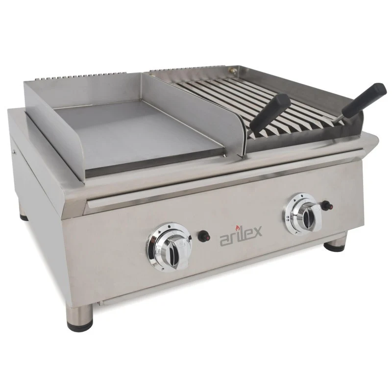 Plaque de cuisson à gaz - 35 cm + Barbecue à gaz 35 cm - 70FRYGRBN - Arilex