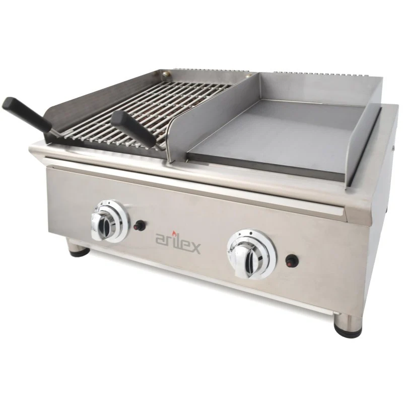 Plaque de cuisson à gaz - 35 cm + Barbecue à gaz 35 cm - 70FRYGRBN - Arilex