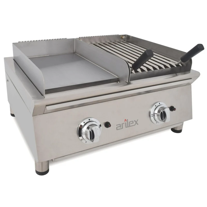 Plaque de cuisson à gaz - 35 cm + Barbecue à gaz 35 cm - 70FRYGRBN - Arilex