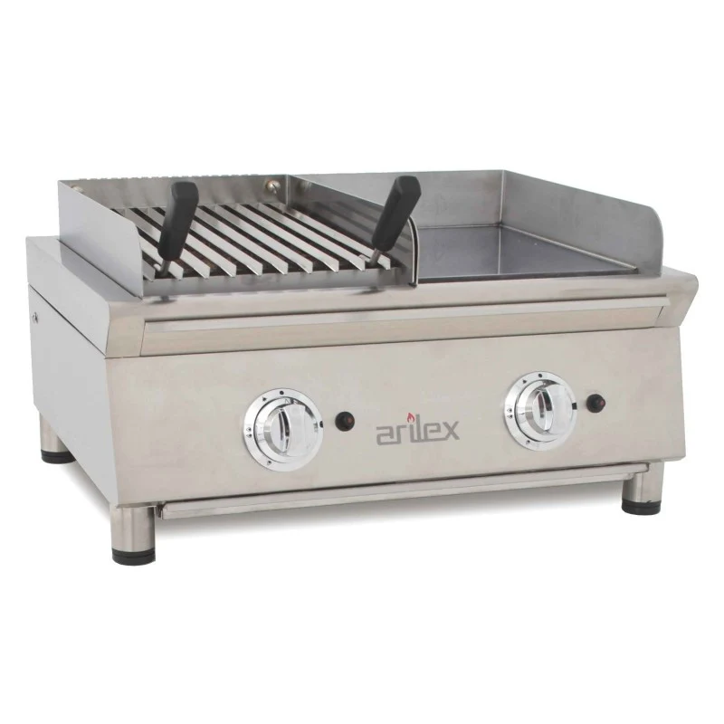 Plaque de cuisson à gaz - 35 cm chrome dur + Barbecue à gaz 35 cm - Arilex