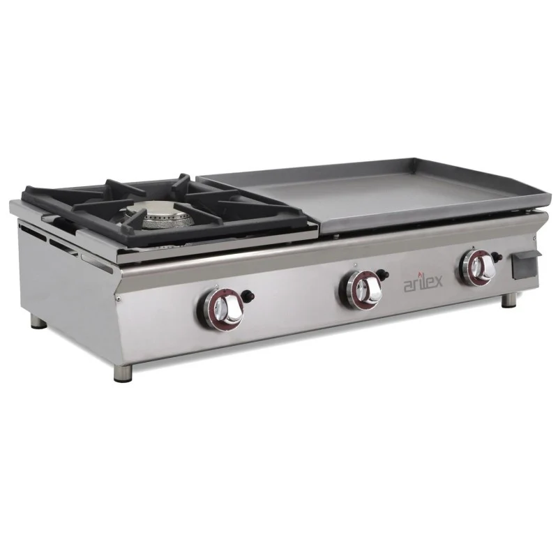 Plancha à gaz - 60 cm - 15 mm + brûleur 6 kW - Arilex