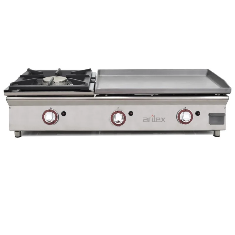 Plancha à gaz - 60 cm - 15 mm + brûleur 6 kW - Arilex