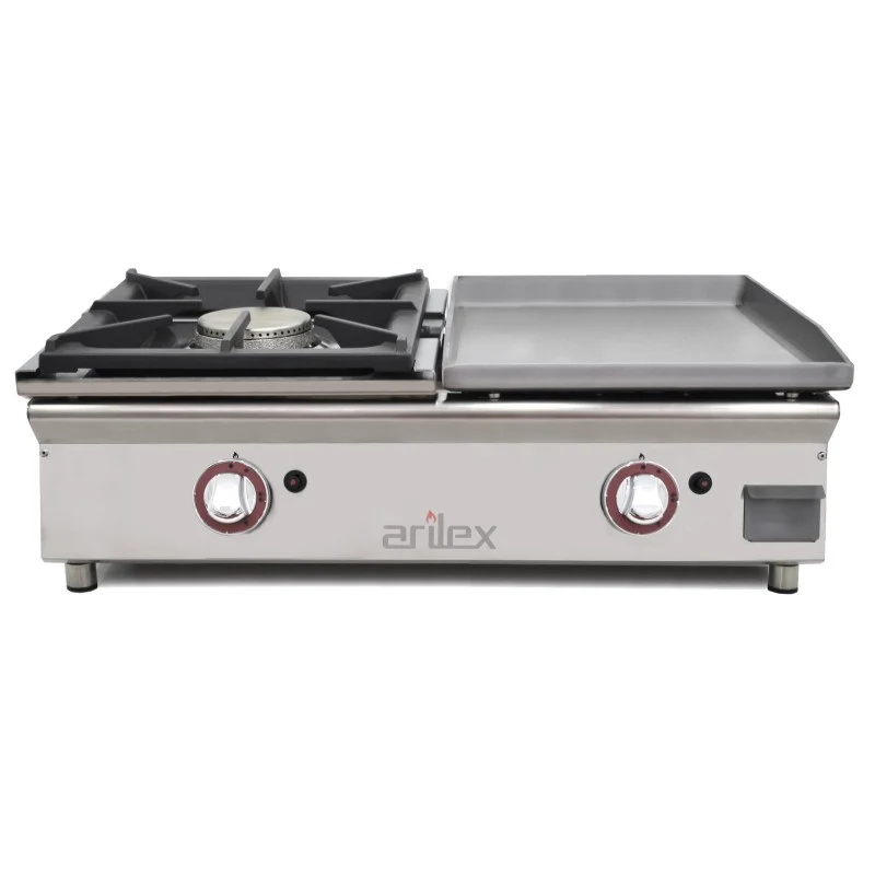 Plancha à gaz - 40 cm - Acier laminé 6 mm + brûleur 6 kW - Arilex