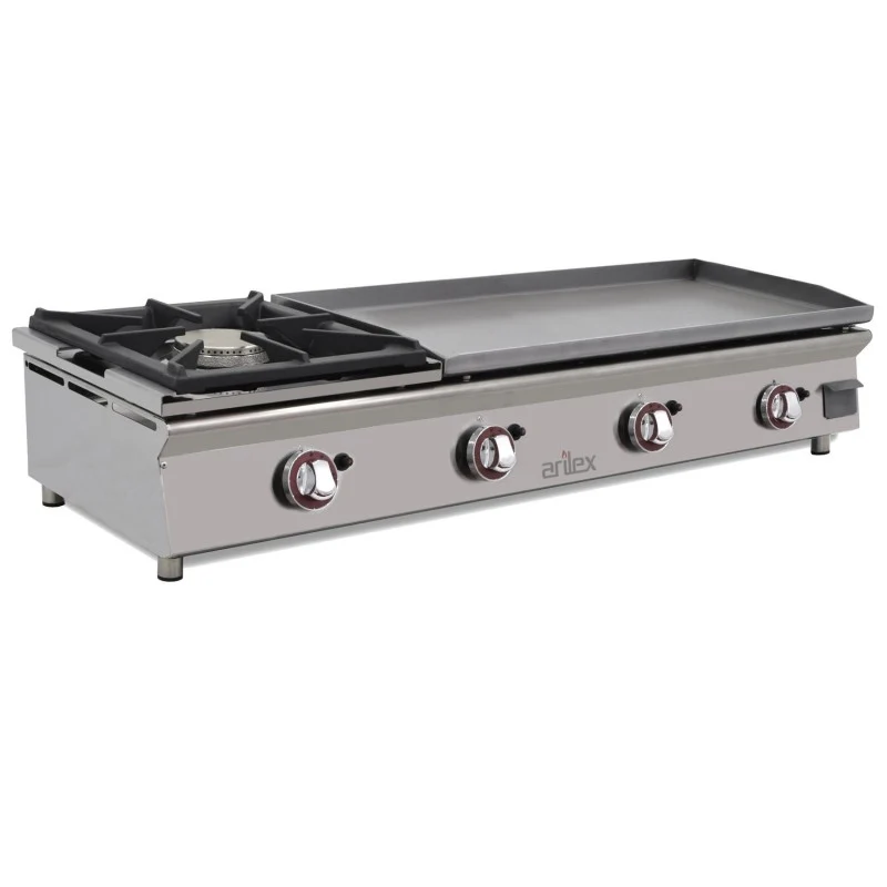Plancha à gaz - 80 cm - Acier 15 mm chrome dur + brûleur 6 kW - Arilex