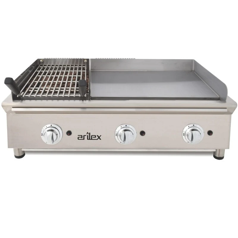 Plancha à gaz - 65 cm + Barbecue à gaz 35 cm - Arilex