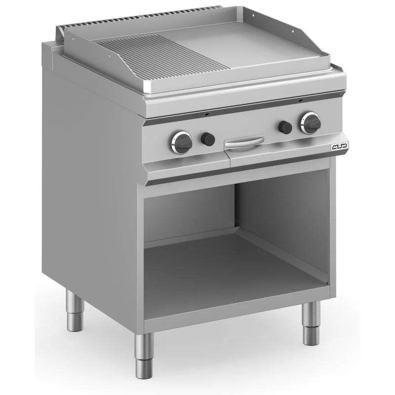 Plancha à gaz - 70 cm - Plaque lisse-rainurée - Réf MFTG77ALR - Arilex