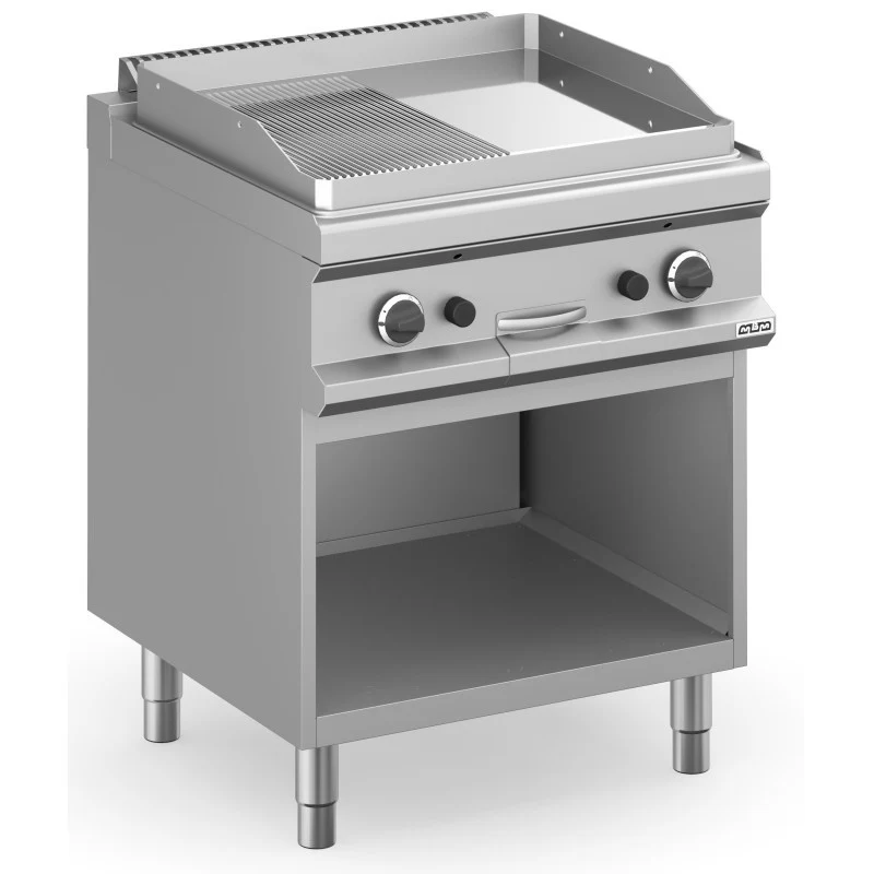 Plancha à gaz - 70 cm - Plaque lisse-rainurée - Réf MFTG77ALRC - Arilex