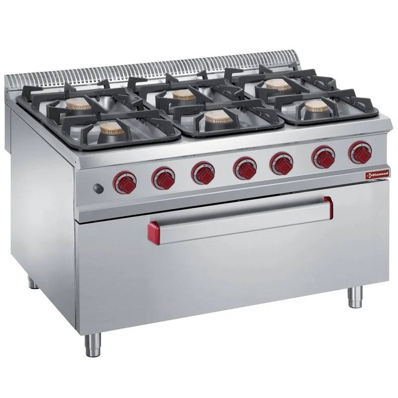 Fourneau 6 feux sur maxi four gaz - Diamond