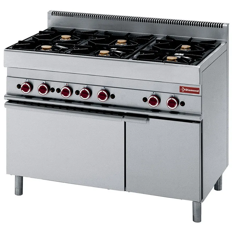 Fourneau 6 feux - sur four gaz et armoire - Diamond