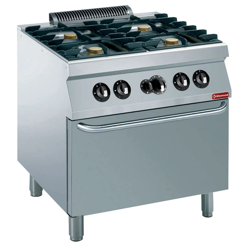 Fourneau tout gaz 4 feux + four GN2/1 - Diamond