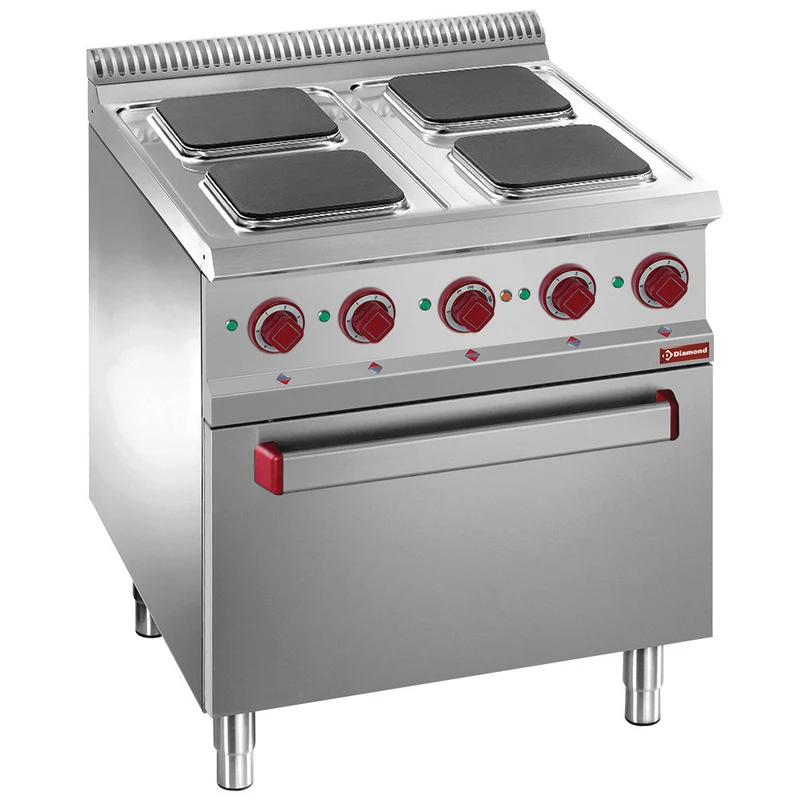 Fourneau électrique 4 plaques carrées - four/grill - Réf. E7/4PQF7 - 1 porte - Diamond